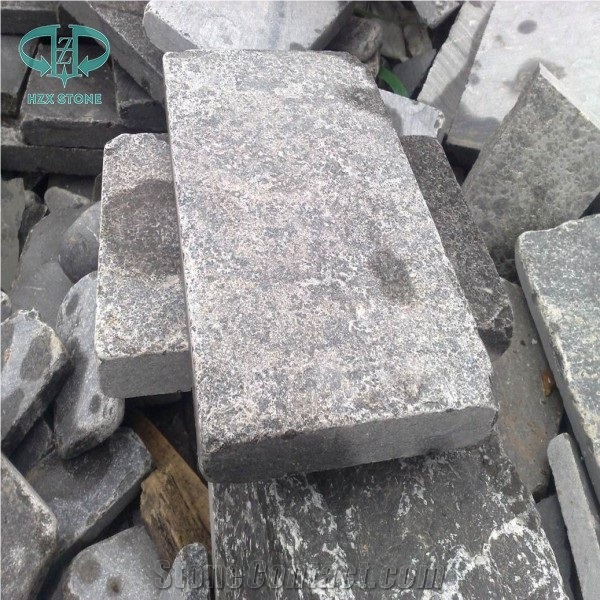 China Blue Limestone Honed & Tumbled Pavers Tiles- 200x200x30mm, Grey Limestone Cube Stone & Pavers, Flooring Tiles, Covering Floor Wall