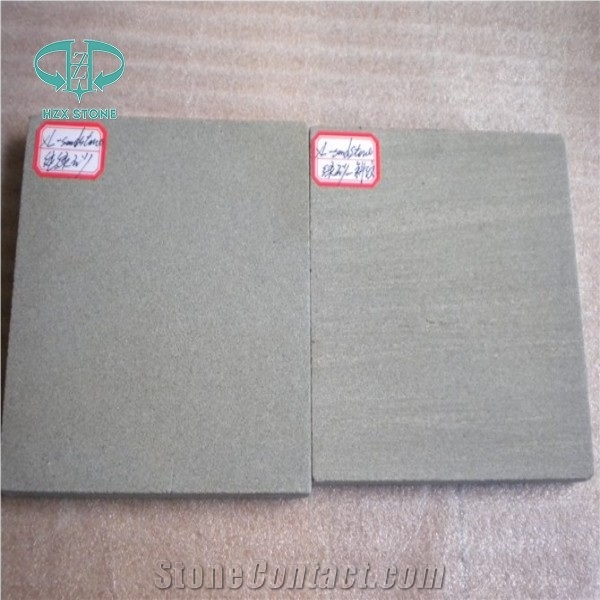 China Green Sandstone Slabs & Tiles, Sandstone Wall Tiles, Sandstone Floor Covering