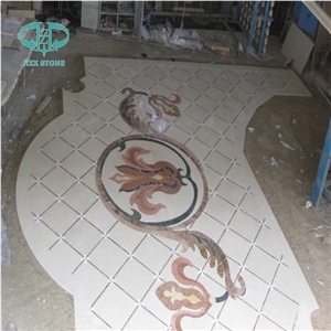 China Multicolor Marble Waterjet Medallions, Waterjet Medallions Supplier, Customized Floor Medallions