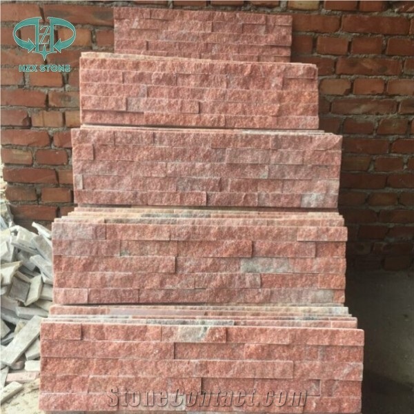 China Red Quartzite Ledge Stone, Red Slate Stone Wall Cladding, Exposed Wall Stone,Stone Wall Decor