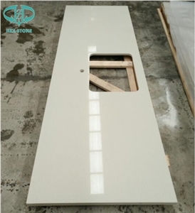 Chinese Artificial Quartz Factory Custom White Quartz Kitchen Countertops Island Tops Solid Surface