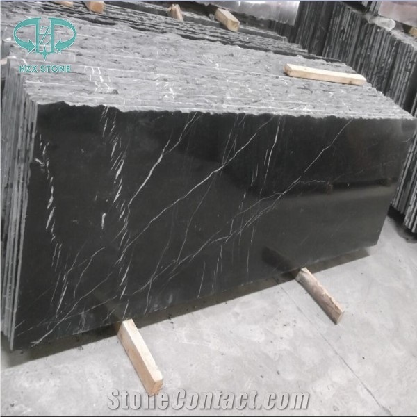 Chinese Nero Marquina Marble Slab, Black Marquina Marble Tile,Negro Marquina Marble Floor Covering Tile, Black Marble Wall Covering Tiles