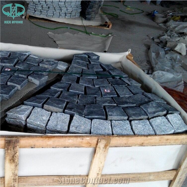 Chinese Zp Black Basalt Fan Pattern Cobble Stone,Basalt Cobble Stone Cube Stone,Paving Sets for Country Yard,Road,Square,Patio,Garden,Driveway