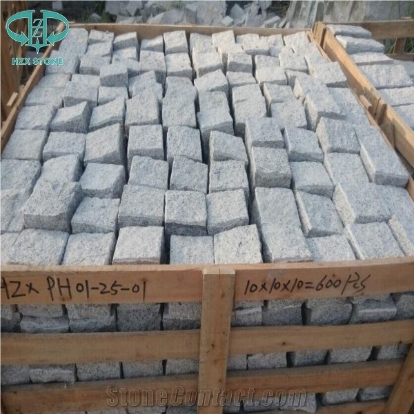 G601 Natural Finished Grey Granite Cubestone,China Grey Granite G601 Cobble Stone,Tumbled Surface