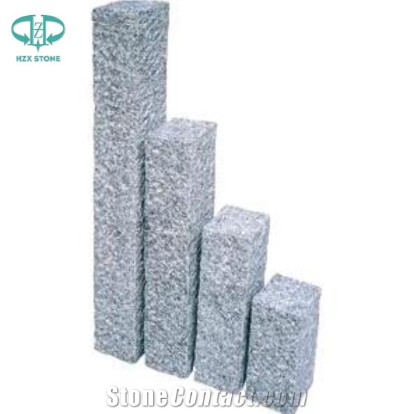 G603 Granite Garden Stone Pillars/China Sesame White Grey Granite Pineappled Palisade Landscaping Stone