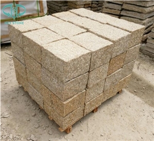 G682 Granite Cubestone,China Yellow Rustic Paving Stone, Padang Giallo,Golden Sand,Sunset Gold Pineappled Yellow Granite for Landscaping Cubeston/Building Stones/Road Stone