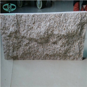 G682 Granite Mushroom Stone, Yellow Granite Mushroomed Cladding, Rusty Yellow Granite Wall Cladding, Rustic Stone Covering