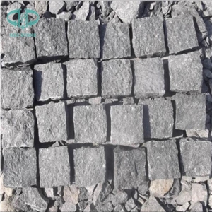 G684 Basalt Split Cobble Stone, Black Basalt Cube Stone, Ash Black Paving Sets,Black Pearl Floor Covring, Dark Grey Walkway Paver