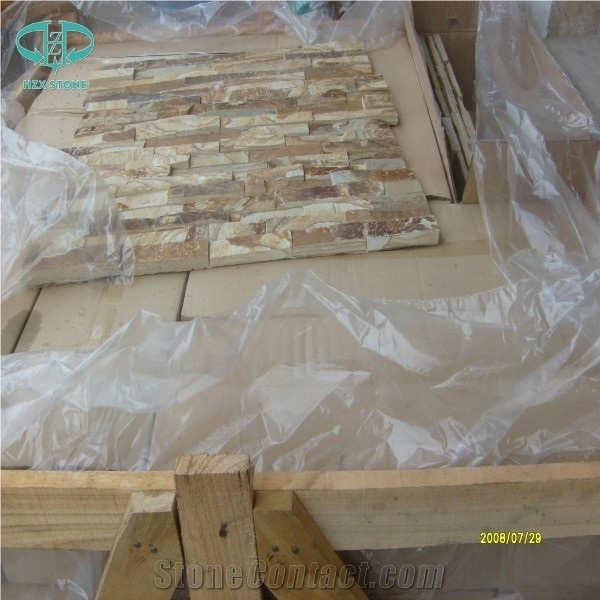Golden Slate Stone Siding,Stone Wall Veneer Stone,Cultural Stone for Wall