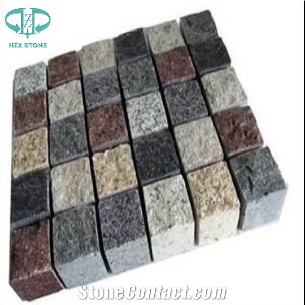 Granite Cobble Stone, Granite Light Grey Cube Stone, G603 Paving Setts, Tumbled Cobble Stone 10x20x2/3cm for Walkway/Driveway/Courtyart Paving