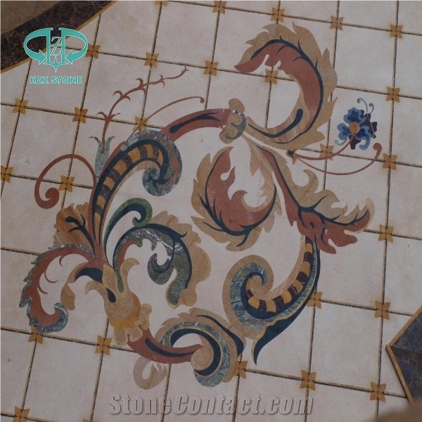 Green Marble Waterjet Floor Medallions, Natural Stone Waterjet Medallion Modern Style and Hot Sale Inlay Floor Design