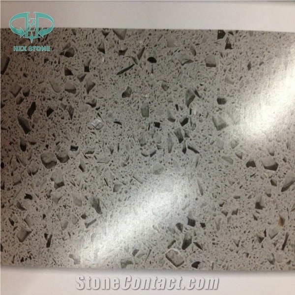 Grey Quartz Stone, Manufacturer Artificial Marble Look White Quartz Stone Slabs & Tiles Design, Polished with Cusomized Edges and Solid Surface Silestone Colors Available