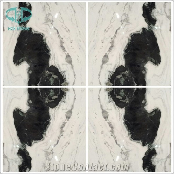 Panda White Marble Slabs and Tiles, White Dragon Marble, White Marble with Black Veins Marble,White Marble Slabs and Tiles, Book Match Design Tiles, Wall Covering