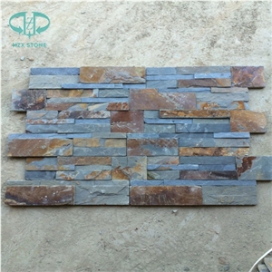 Rusty Slate Ledge Stone, Copper Slate Stone Wall Decor, Stacked Stone Veneer for Wall Cladding