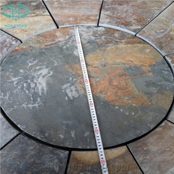 Rusty Slate, Rusty Round/Circular Shape Floor Tile Covering,Landscaping Paver Tile Cladding, China Multicolor Slate Flagstone
