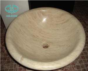 Teak Wood Marble Kitchen Sinks, Round Sinks, Brown Marble Wash Basins
