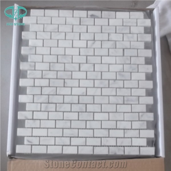 White Marble Mosaic/Italian Bianco Carrara Marble Mosaic Basketweave Herrigbone Hexagon Mini Brick Polished Tiles
