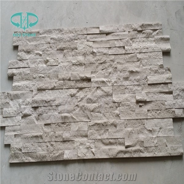 White Wood Marble Cultural Stone, Wooden White Marble Wall Stone, Exterior Facade Tile, Facade Wall Tile