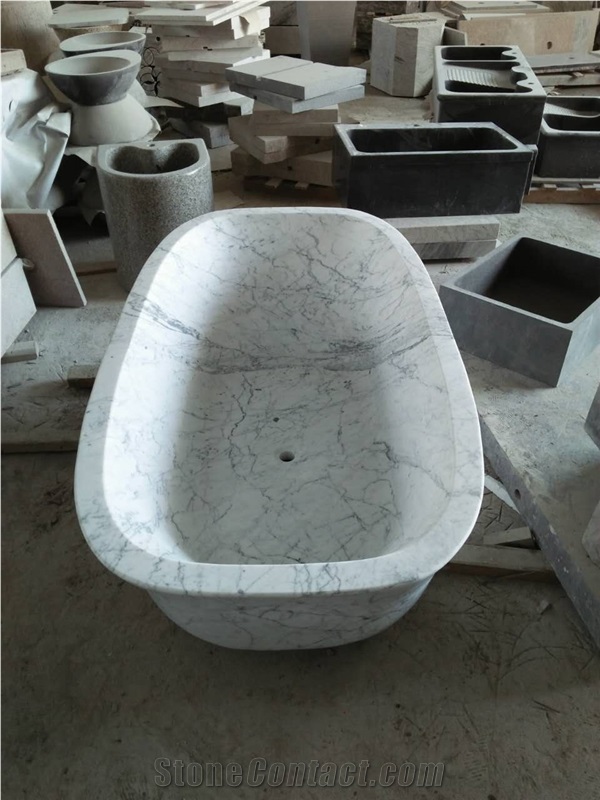 Bianco Carrara Manmade Stone Bathtub