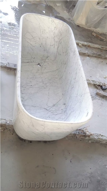 Bianco Carrara Marble Thick Veins Bathtub Decks for Bathroom Tubs /Bathtub