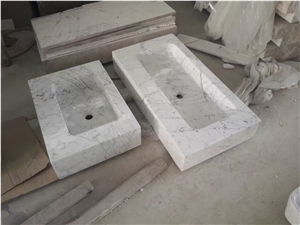 Bianco Carrara Rectangle Basins for Bathroom Sinks