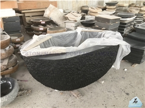 Black Basalt Bathtub,Chiselled Outside Surface and Polished Inside Surface Bath Tub