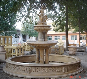 China Yellow Limestone Rolling Sphere Fountains for Garden