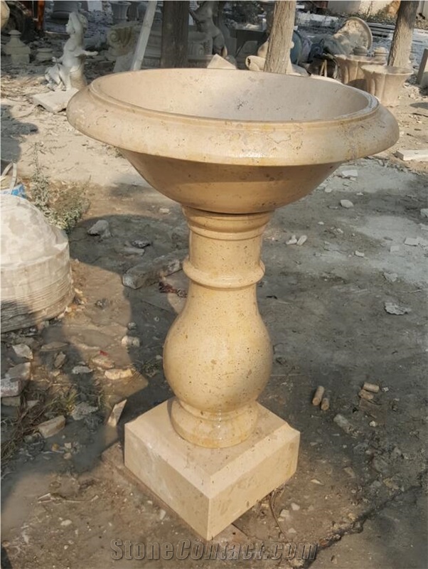 Henan Yellow Limestone Flower Pots for Outdoor Planters