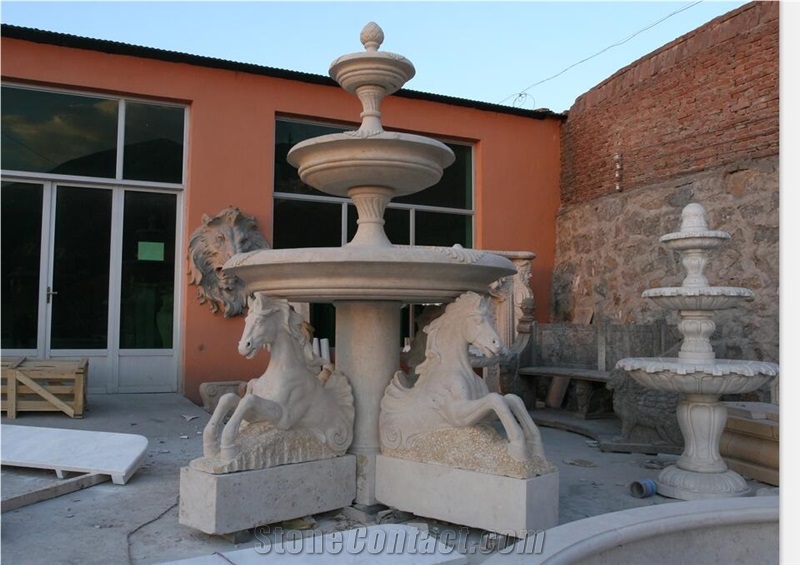 Henan Yellow Limestone Sculpture Fountains for Exterior Fountains