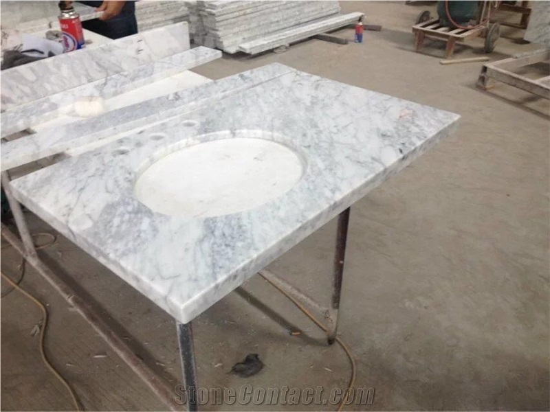 Natural White Marble Carrara C Custom Vanity Tops for Bathrooms