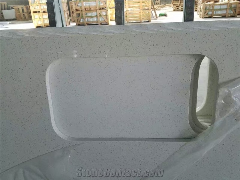 White Engineered Quartz Stone Vanity Tops for Bathroom Projects