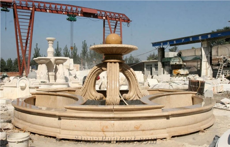 Yellow Limestone Exterior Fountains Water Features for Garden
