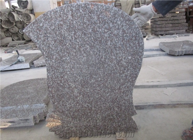 Chinese Manufacturer G664 Brown Star Simple Engrave Headstone, European Style, Hungary Luna Pearl Granite Headstone
