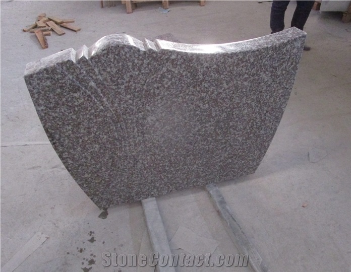 Chinese Manufacturer G664 Brown Star Simple Engrave Headstone, European Style, Hungary Luna Pearl Granite Headstone
