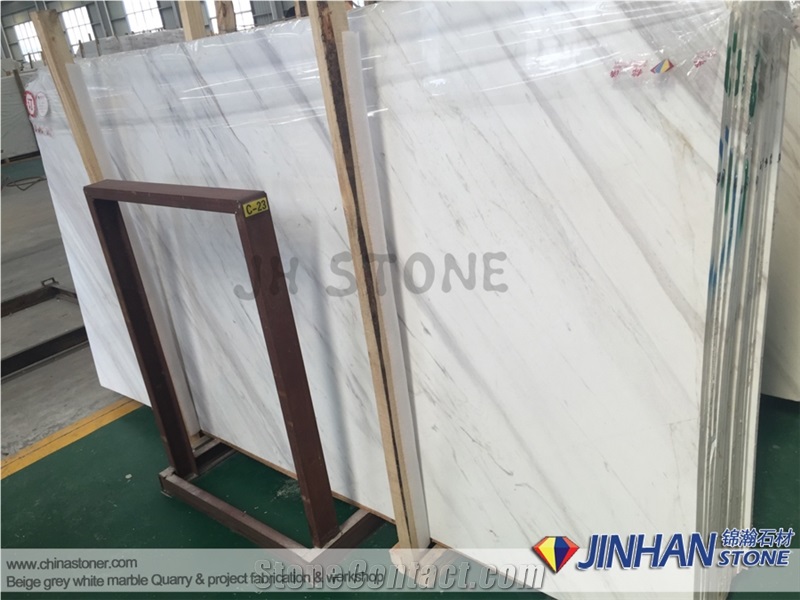 Volakas White Marble Tile, Volacas White Marble Steps, Greece White Marble Staircase Steps and Risers Used for Interior Floor Tile, Commercial Stair Tiles