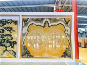 Agate Onyx, Yellow Onyx, Slabs or Tiles for Background Wall Decoration or Floor Coverage