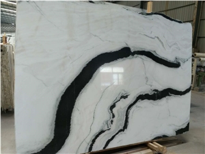 China Panda White Marble Slab, Dalmata Marble Bookmatch