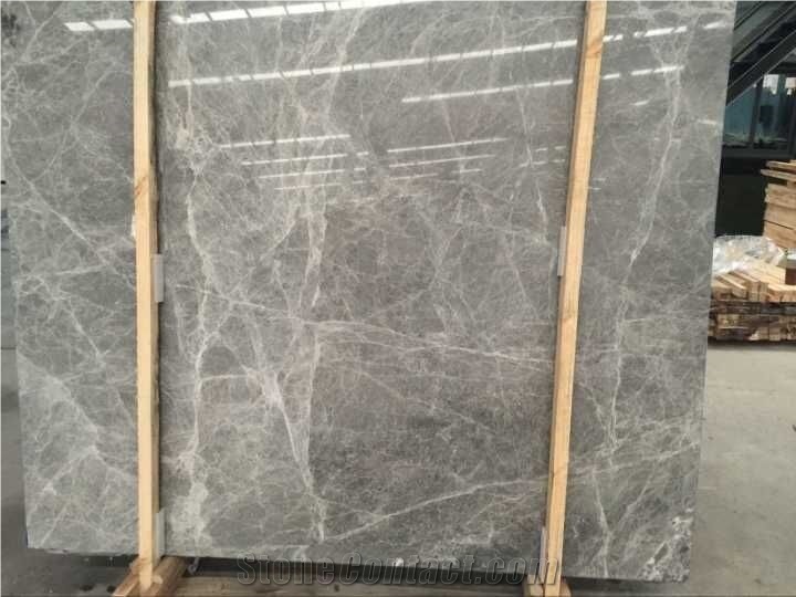 Hermes Grey, Grey Marble, Slabs or Tiles, White Veins, for Wall or Flooring Coverage