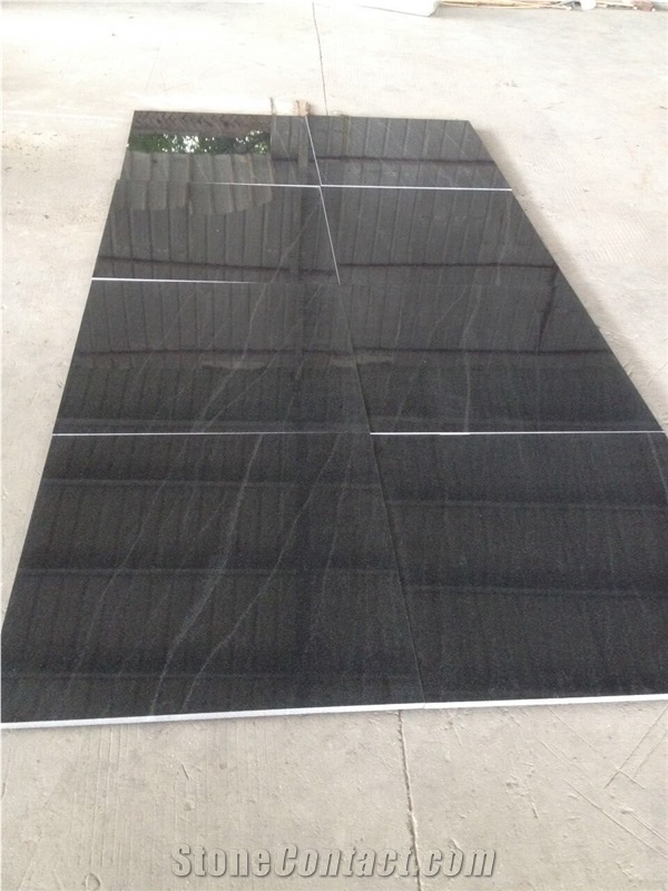 Jet Black Granite, Chinese Granite, Slabs or Tiles or Cut to Sizes, for Wall or Flooring Coverage