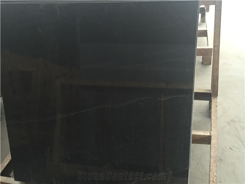 Jet Black Granite, Chinese Granite, Slabs or Tiles or Cut to Sizes, for Wall or Flooring Coverage