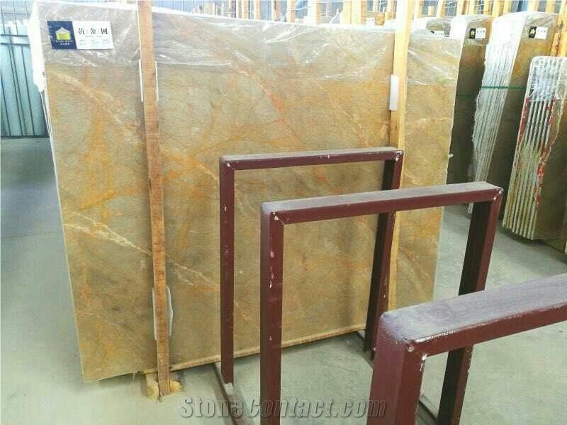 Netting Gold Marble, Golden Sunslight Marble, Yellow Marble, Huangjin Wang , Slabs or Tiles, for Wall or Flooring Coverage
