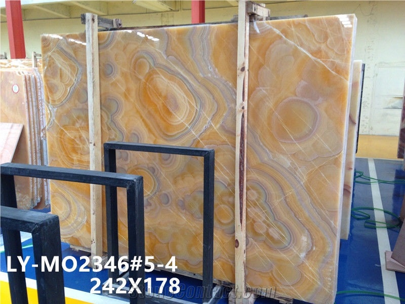 Peach Onyx, Peach Yellow Onyx, Slabs or Tiles, for Wall or Flooring Coverage