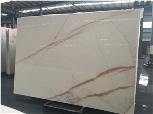 White Onyx with Golden Veins Slabs & Tiles