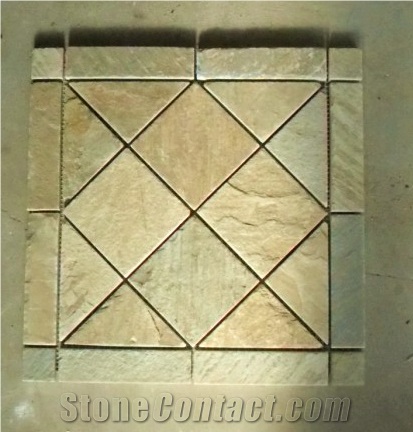 Beige Walling Quartzite Mosaic, Lokka Beige Quartzite Mosaic Pattern