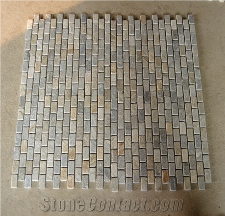 California Gold Bathroom Quartzite Mosaic ,Desert Gold Walling Quartzite Mosaic Tiles