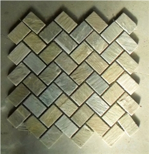 California Gold Bathroom Quartzite Mosaic Tiles,Sunset Wall Quartzite Mosaic Backsplash
