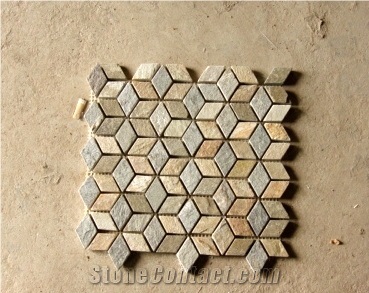Desert Gold Floor Quartzite Mosaic Tile Sheets,California Gold Flooring Quartzite Mosaic Medallion
