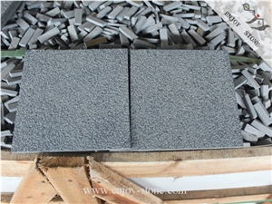 Bushhammered Hainan Black Basalt Stone Slabs & Tiles, China Black Basalt/Hainan Black/Hainan Bluestone Basalt