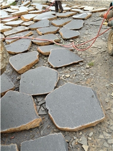 China Zhangpu Black Basalt Flagstone Pavers Tiles