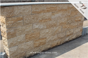 Rusty Yellow G682 Granite Mushroom Stone/Natural Split Decoration, Yellow Granite Mushroomed Wall Cladding